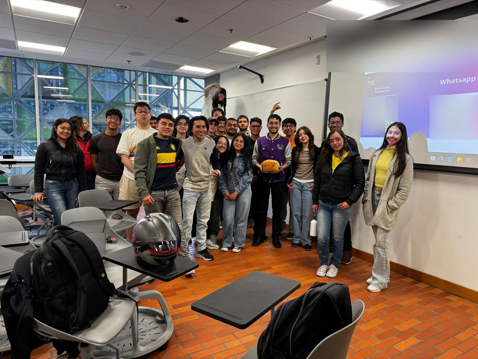 Members of the AWS Cloud Club at Universidad EAN after a hands-on session